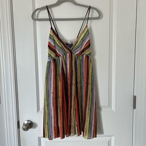Ocean Drive Medium Multi Color Rainbow Striped Flowy Dress